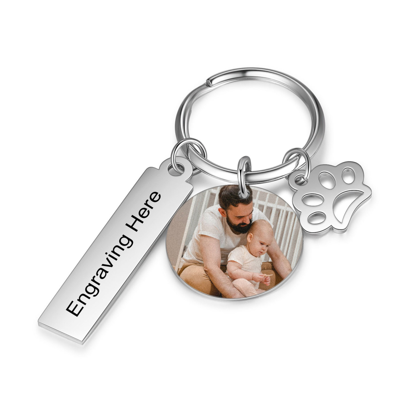 Personalised Photo Keyring Custom Text