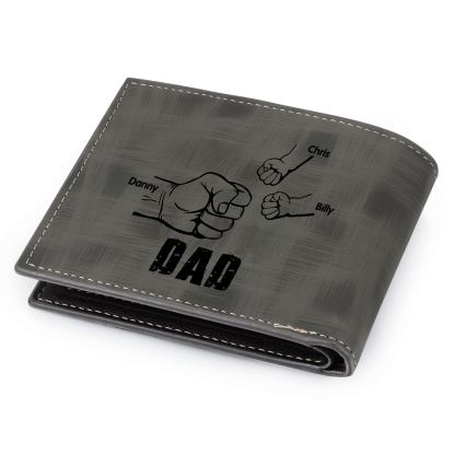3 Names - Personalised Photo Custom Leather Men's Wallet as a Father's Day Gift for Dad