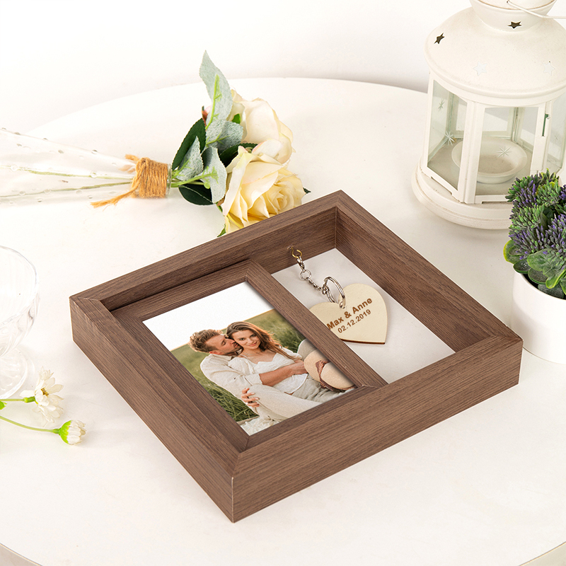 Personalised Photo Rotatable Wooden Frame Custom Text Gift For Couple/Family