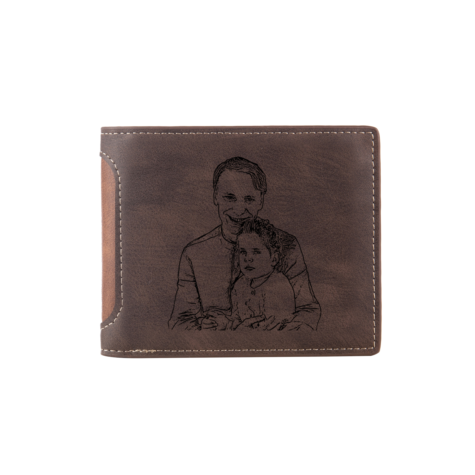 7 Names - Personalised Photo Custom Leather Men's Folding Wallet as a Father's Day Gift for Dad