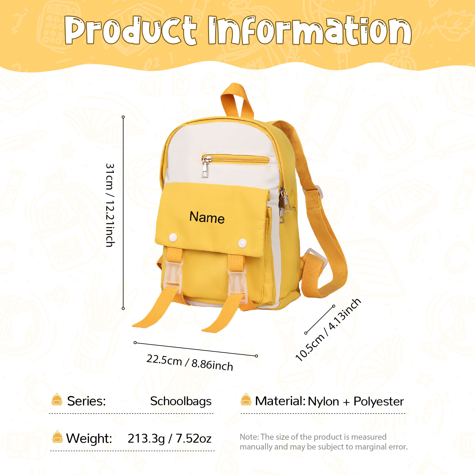 Personalised Name Cute School Bag Custom Nylon Polyester Backpack Back To School Gift for Kids