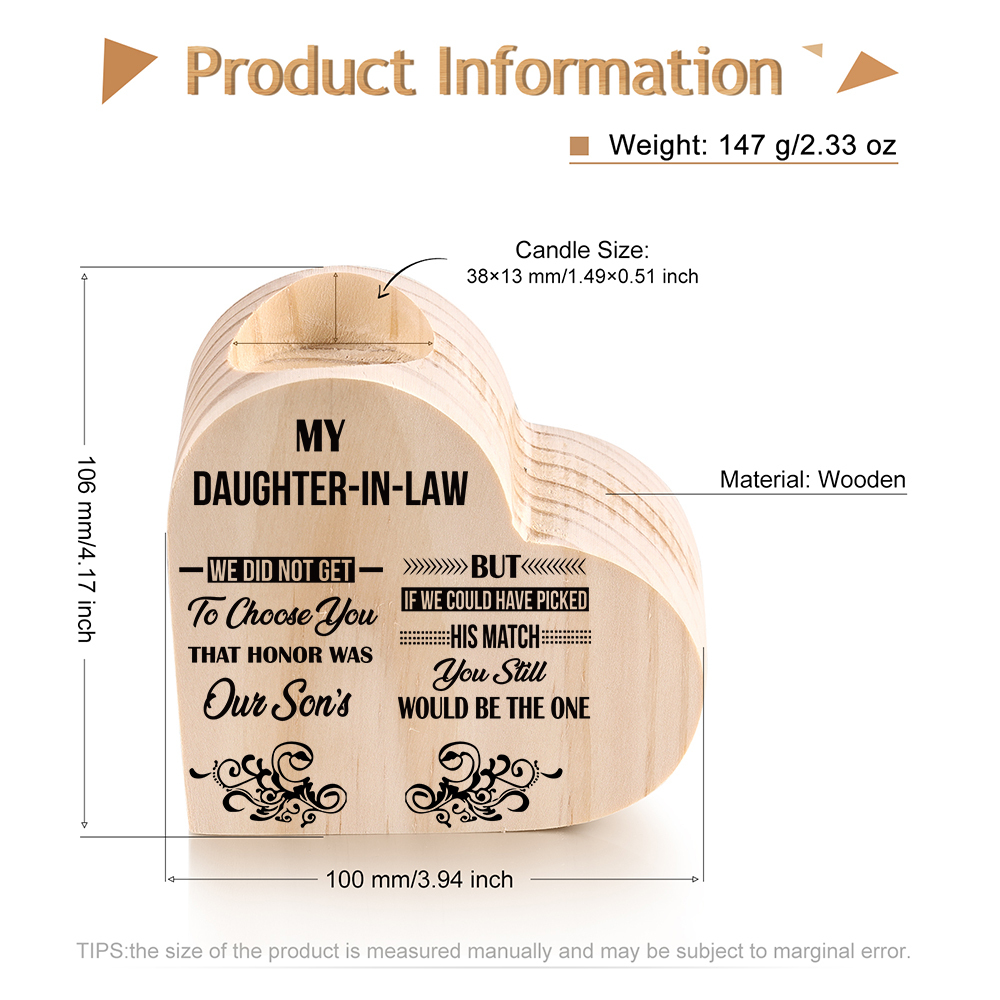 To My Daughter-in-law Wooden Heart Candle Holder "We did not get to choose you" Gifts For Daughter