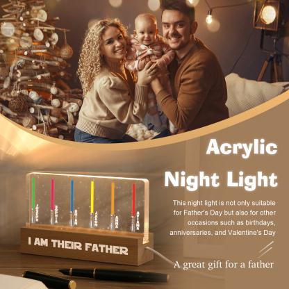 Personalised Star Wars Logo Father's Day Gift - I'm Their Dad - Table Lamp with 6 Names