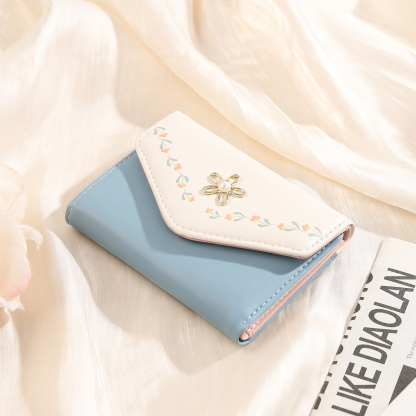 Custom Purse-Women's Personalised Photo PU Leather Flower Folding Wallet for Her