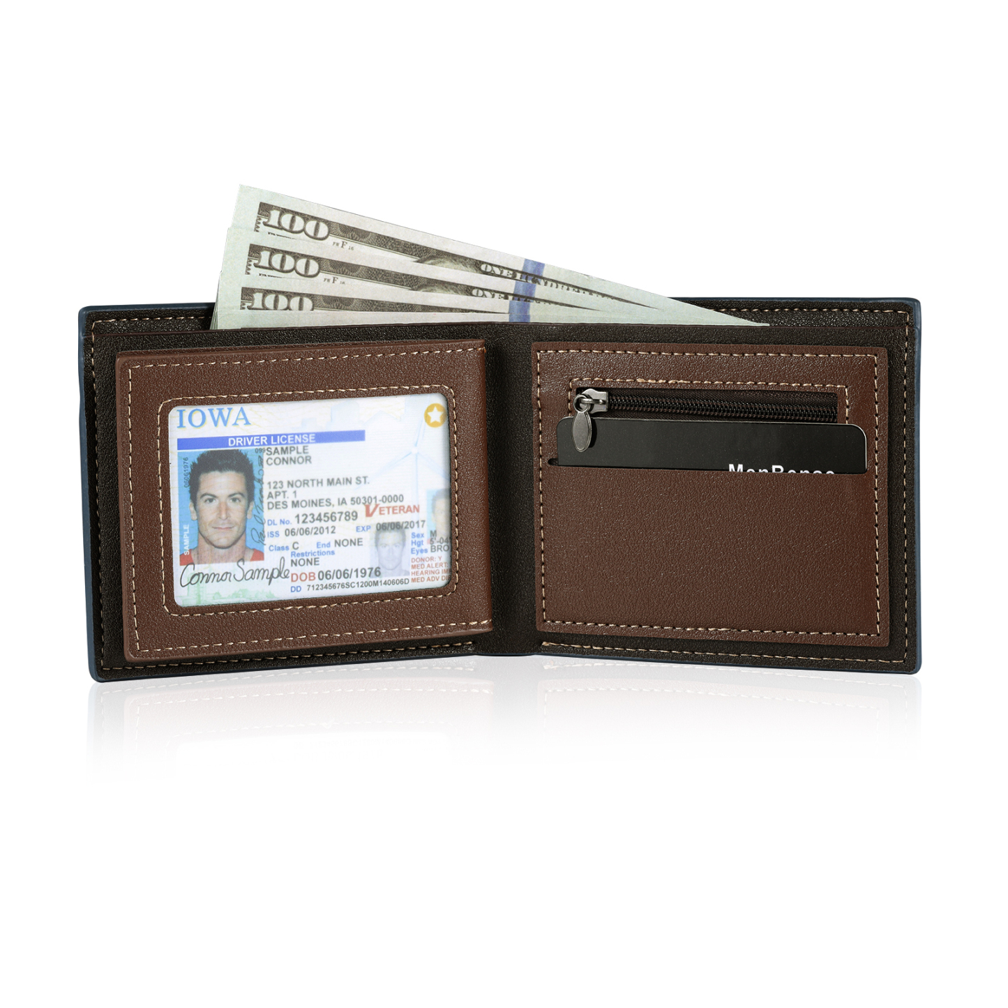 Personalized Custom Photo Leather Men's Wallet Custom Name Folding Wallet for Dad