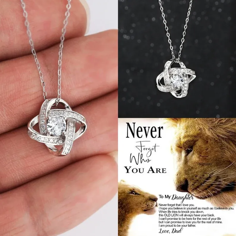 For Daughter- S925 Love Knot Necklace "Never forget that I love you"