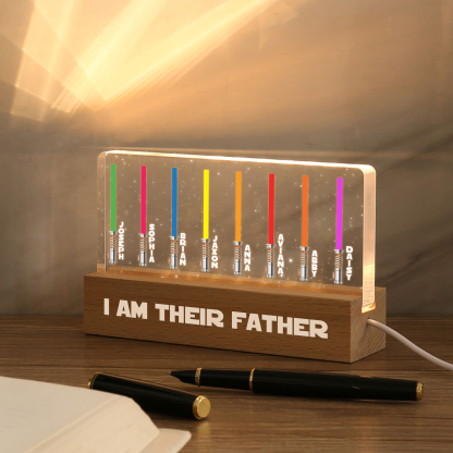 Personalised Star Wars Logo Father's Day Gift - I'm Their Dad - Table Lamp with 8 Names