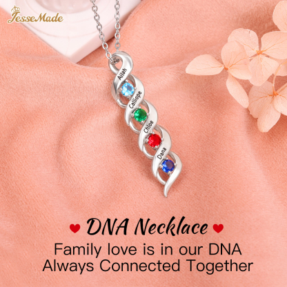 3 Names-Personalised Necklace Cascading Pendant with 3 Birthstones Engraving 3 Names Gifts for Her
