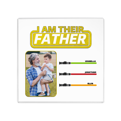 3 Names - Personalised Custom Name & Photo Acrylic Ornament - I AM THEIR FATHER- Father's Day Gift for Dad