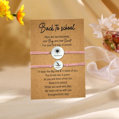 2 PCS Customized 2 Names Dandelion Pattern Elastic Stainless Steel Bracelet, A Back-To-School Gift For Daughter