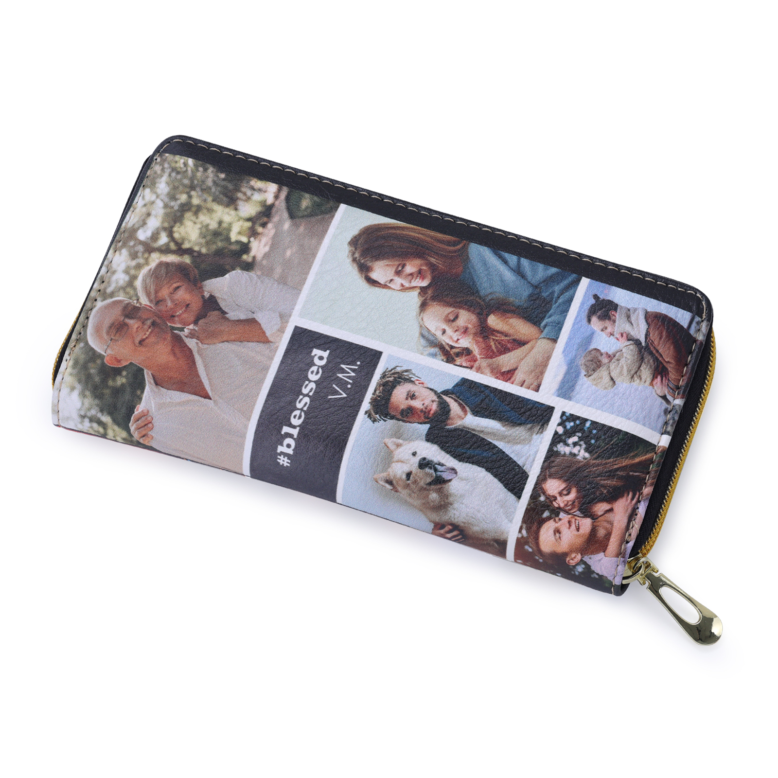 Custom Purse-Long Purse Personalised Leather Wallet Engraved 10 Photos Zip Wallet  Gifts For Women Men