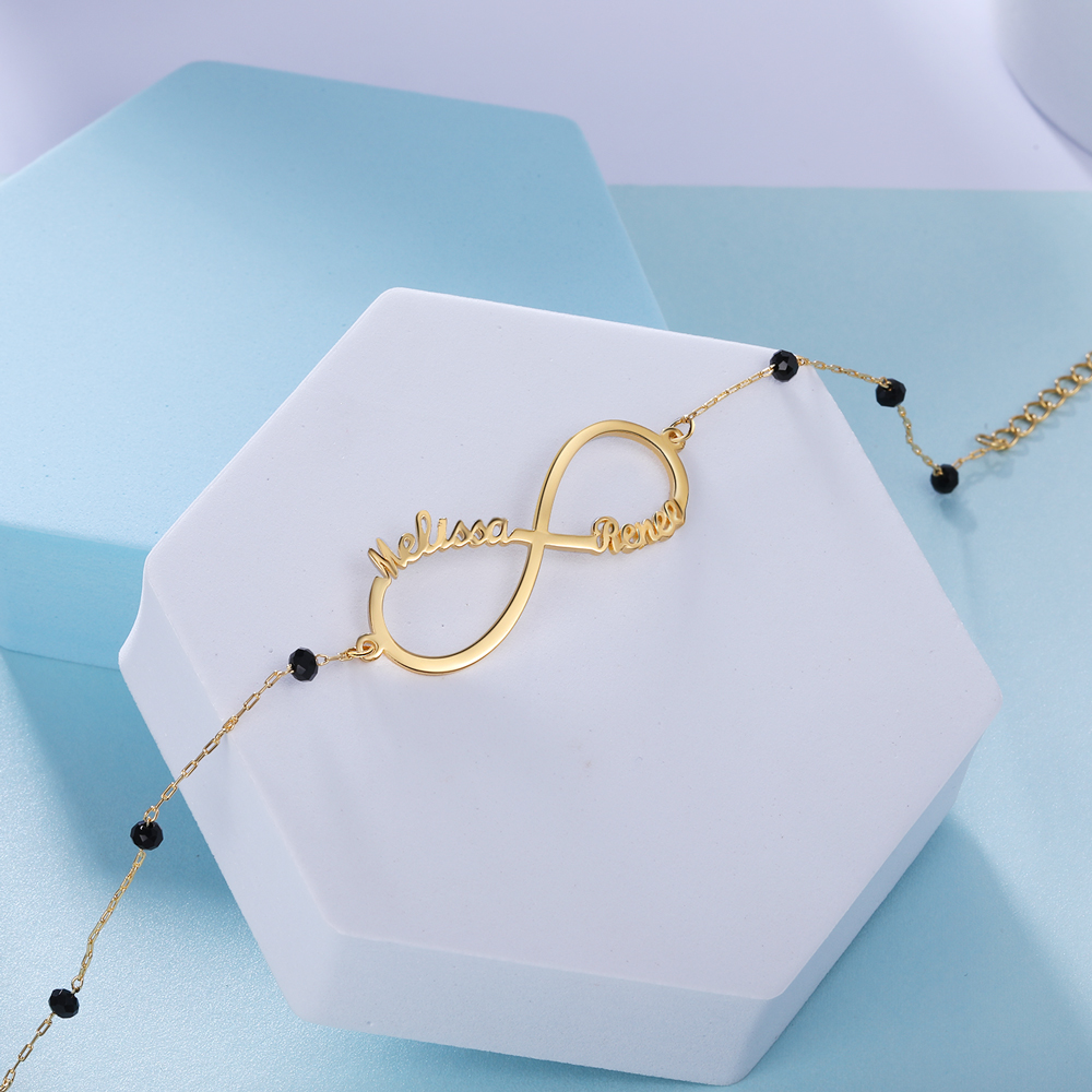 Personalised Infinity Bracelet Custom 2 Names Bracelet Gift For Women
