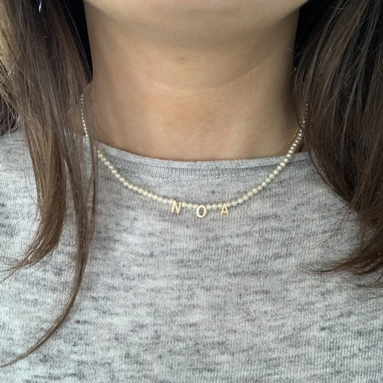 Personalised Pearl Necklace Custom 1 Name Necklace Gift For Her | Jessemade