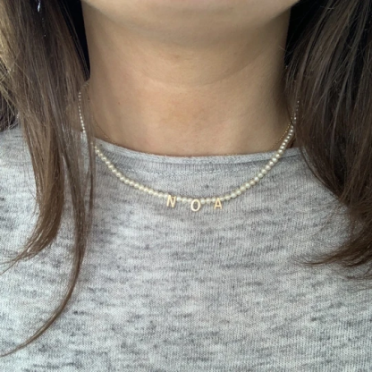 Personalised Pearl Necklace Custom 1 Name Necklace Gift For Her | Jessemade