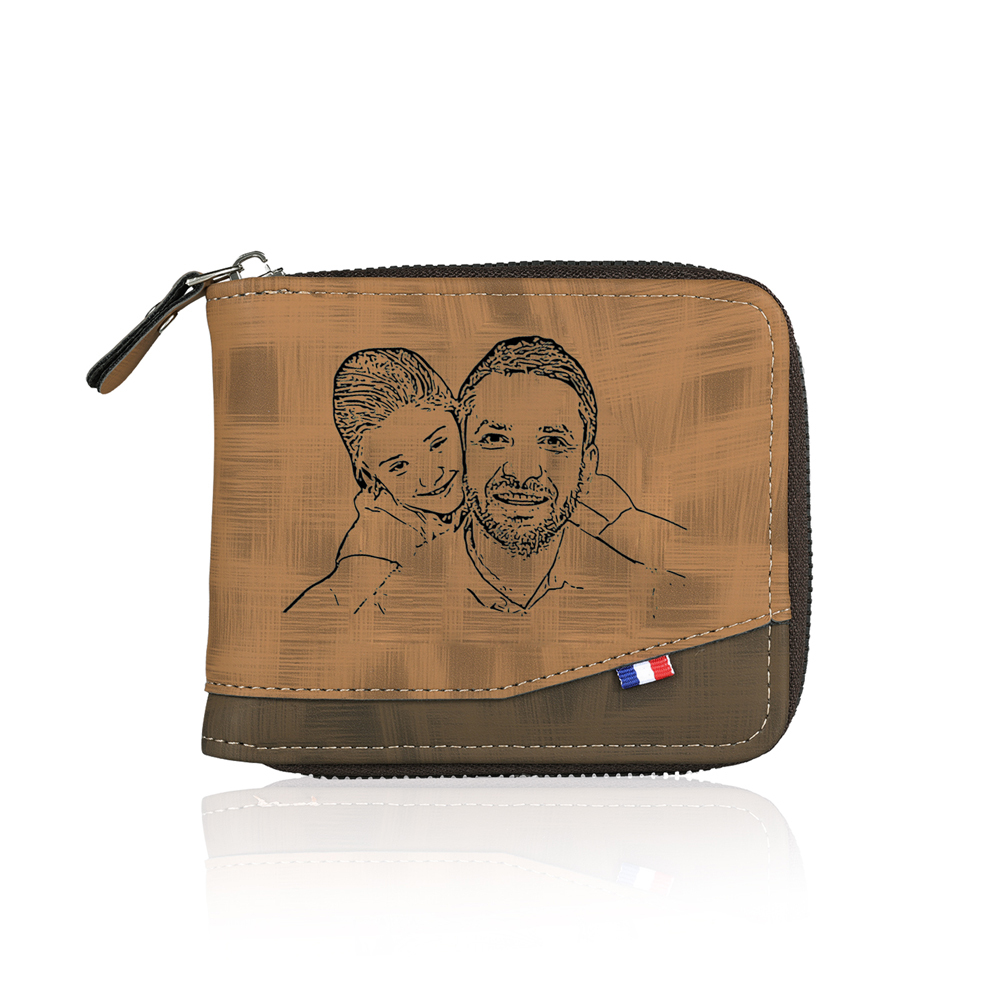 Personalised Name Leather Men's Wallet With Card Slot Engraved Letter And Photo Gift For Father's Day