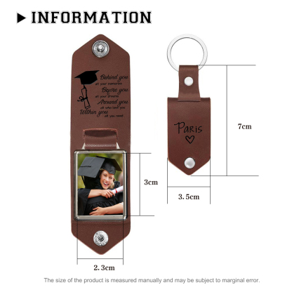 2024 Graduation Gifts - Personalised Name Flip Leather Keyring Customized Photo Keyring Gift for Her/Him