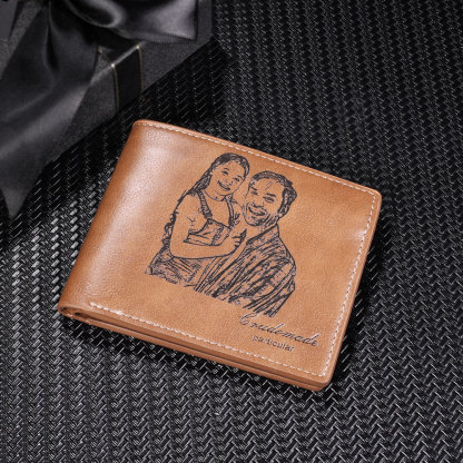 Personalised Leather Wallet Engraved Photo Short Wallet Gifts For Men