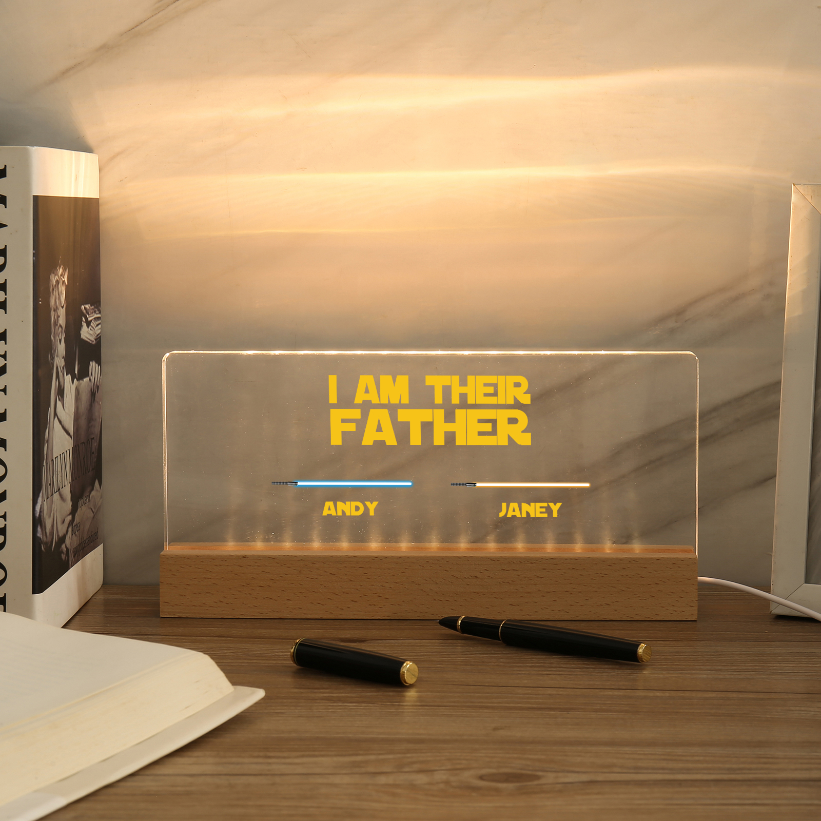 2 Names-Personalised Star Wars Logo Table Lamp-I am their dad-Father's Day Gift For Dad