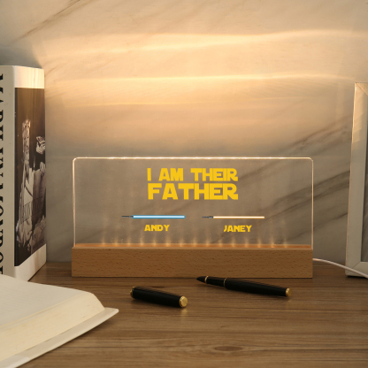 2 Names-Personalised Star Wars Logo Table Lamp-I am their dad-Father's Day Gift For Dad