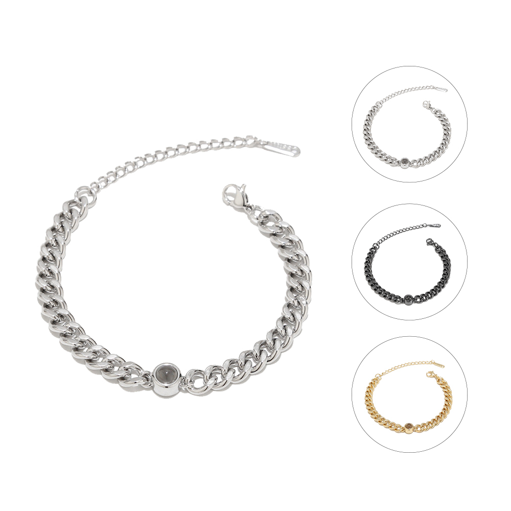 Cuban Chain Men's Bracelet Personalized Projection Bracelet Custom Photo Love Style Gifts for Men