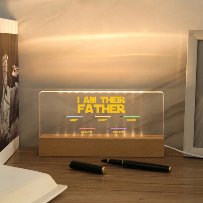 5 Names-Personalised Star Wars Logo Table Lamp-I am their dad-Father's Day Gift For Dad