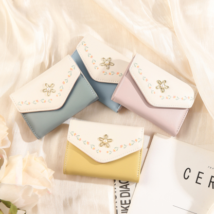Custom Purse-Women's Personalised Photo PU Leather Flower Folding Wallet for Her
