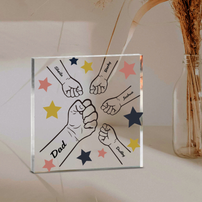 5 Names - Personalised Fist Bump Family Acrylic Keepsake Customized Name Acrylic Home Decor Gift for Dad