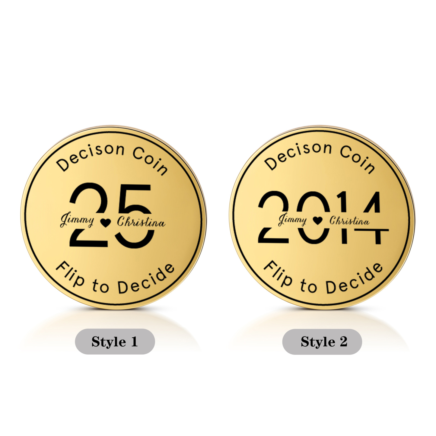 2 PCS Personalized Name Stainless Steel Anniversary Coin Custom Text And Year Special Gift