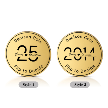 2 PCS Personalized Name Stainless Steel Anniversary Coin Custom Text And Year Special Gift