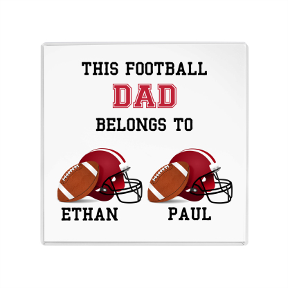 2 Names -Personalised Football Acrylic Keepsake Customized Name Acrylic Plaque Ornament Father's Day Gift for Dad