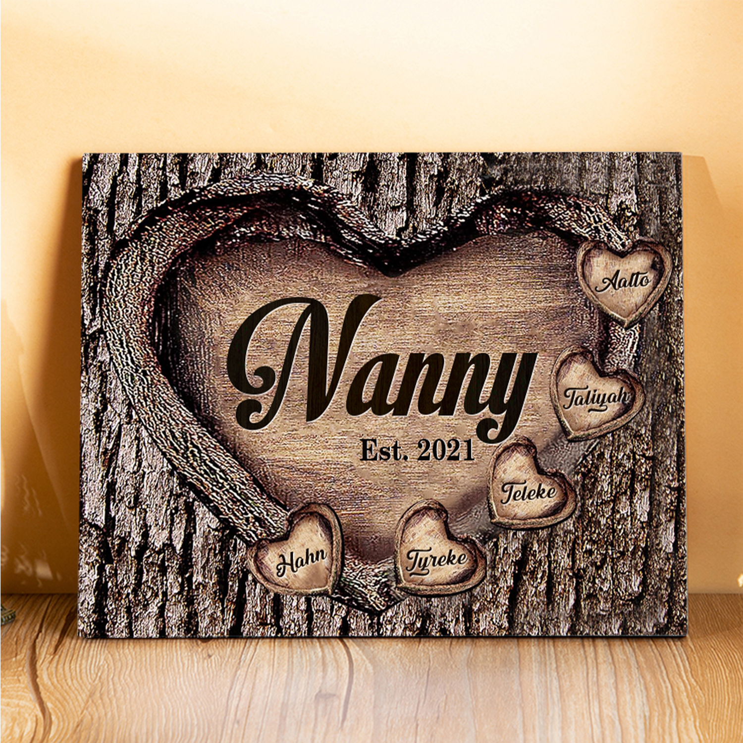 5 Names-Nan/Nana/Nanny/Grandma/Mam/Mum Personalised Name Wooden Ornament Custom Text And Date Home Decoration for Family