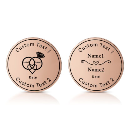 2 PCS Personalized Name Stainless Steel Couple Coin Custom Text And Date Special Gift