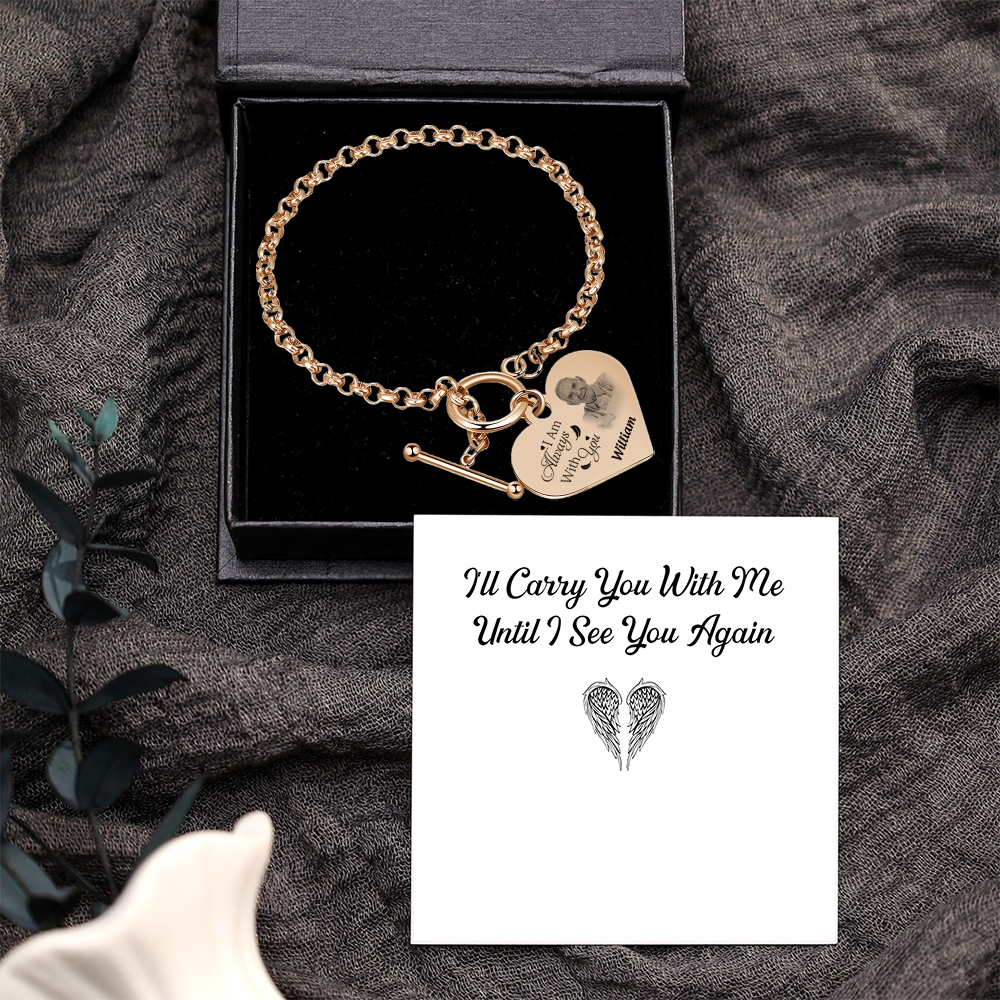 Personalised Memorial Bracelet Custom Photo & Name Bracelet Gifts | Jessemade-I Am Always With You