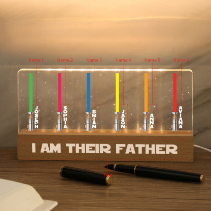Personalised Star Wars Logo Father's Day Gift - I'm Their Dad - Table Lamp with 6 Names