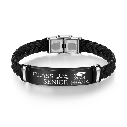 2024 Graduation Gifts - Personalised Year and Name Men's Bracelet, Gift for Him