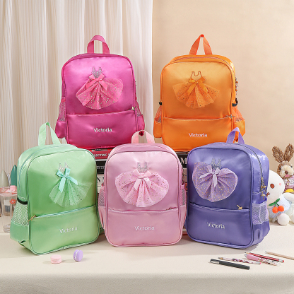 Personalised Name Band Princess Dress Accessories Satin Children Backpack Back To School Gift