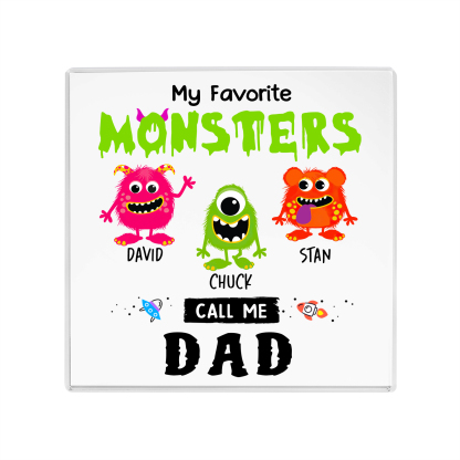 3 Names - Personalised Monster and Shit Style Custom Name Acrylic Ornament Father's Day Gift for Dad