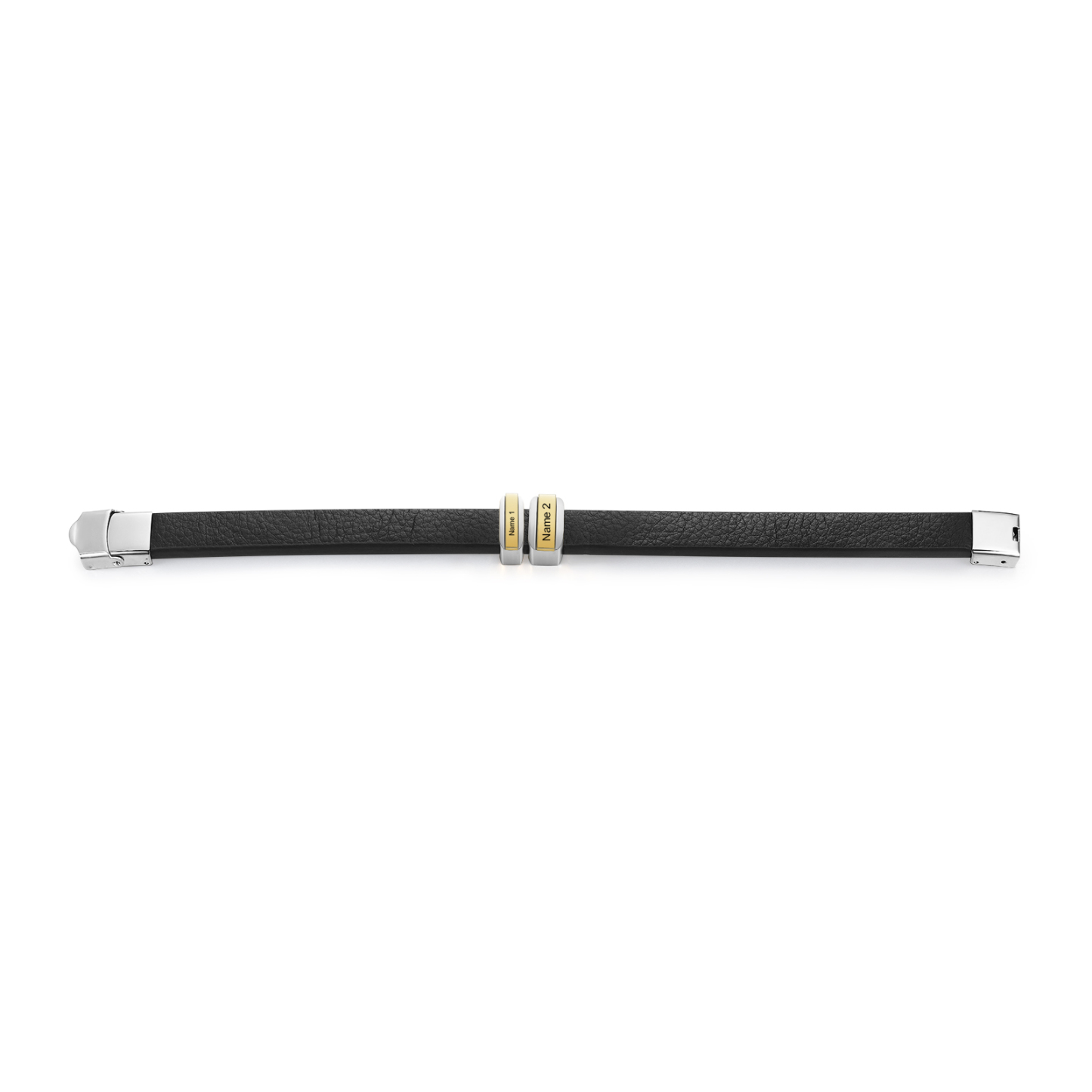 2 Names Personalised Stainless Steel Leather Bracelet Engraved Name Men's Bracelet Gift for Dad