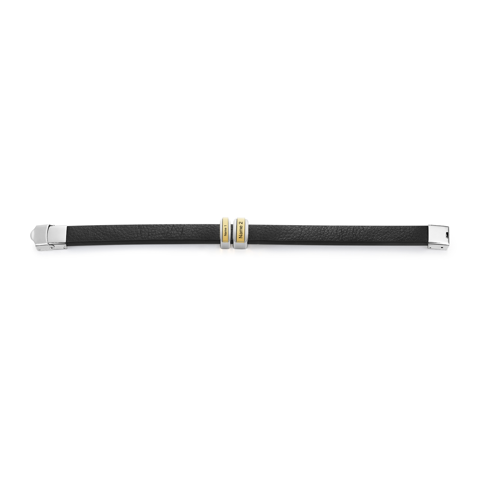 2 Names Personalised Stainless Steel Leather Bracelet Engraved Name Men's Bracelet Gift for Dad