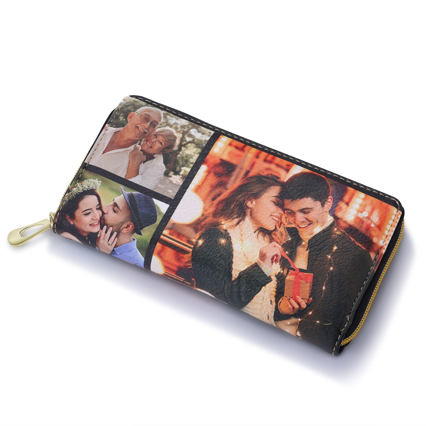 Custom Purse-Long Purse Personalised Leather Wallet Engraved 6 Photos Zip Wallet  Gifts For Women Men