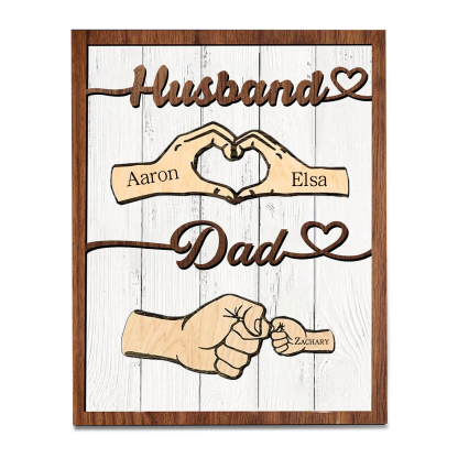 3 Names - Personalised Fist Bump Home Wooden Decor Father's Day Gift for Dad