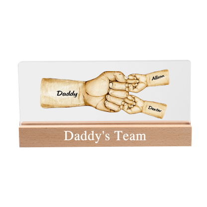 3 Names - Personalised Fist Bump Pattern Table Lamp Customized Text Father's Day Gift for Dad