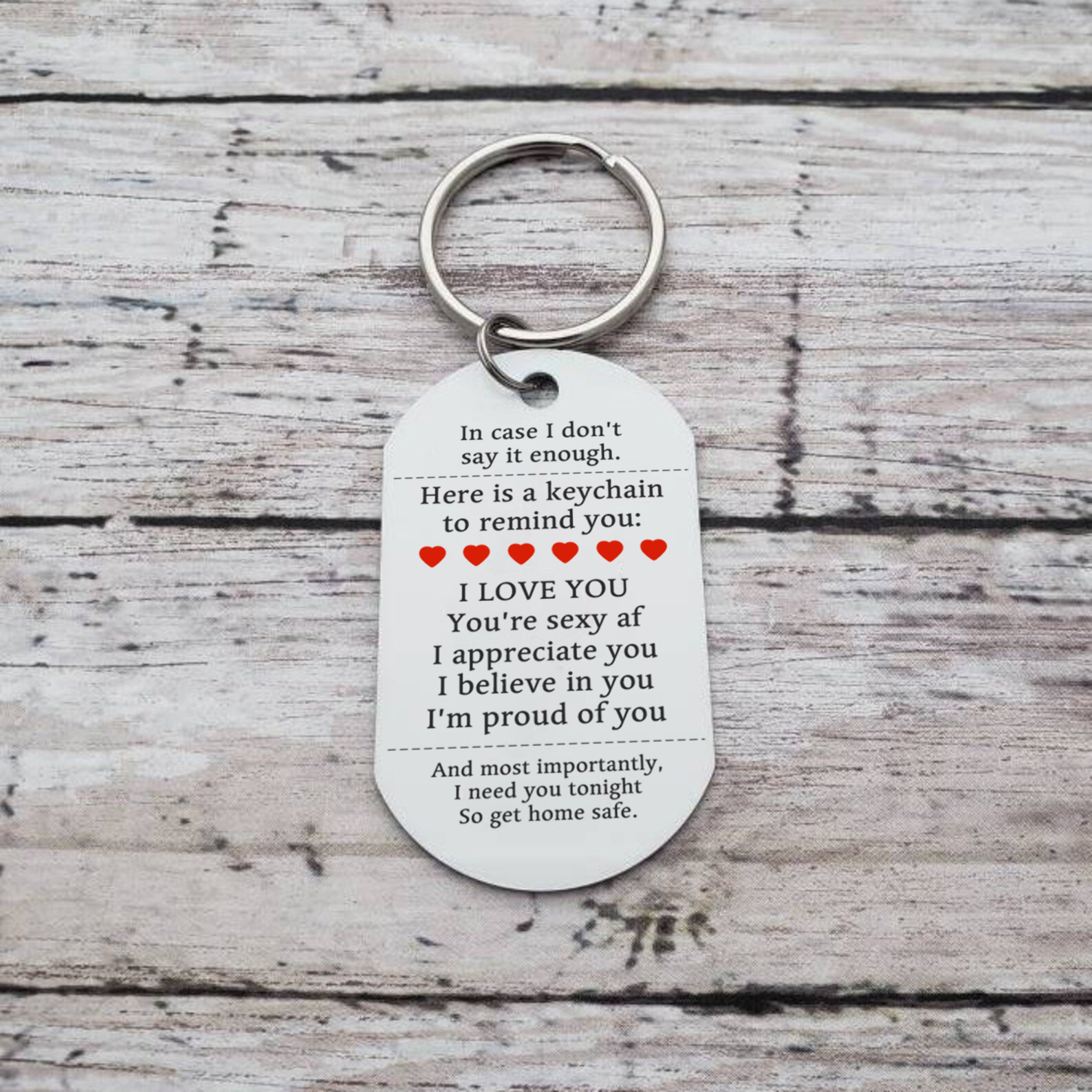 Personalised Couple Keychain Custom 2 Names Keyring "Get Home Safe" Stainless Steel Keychain
