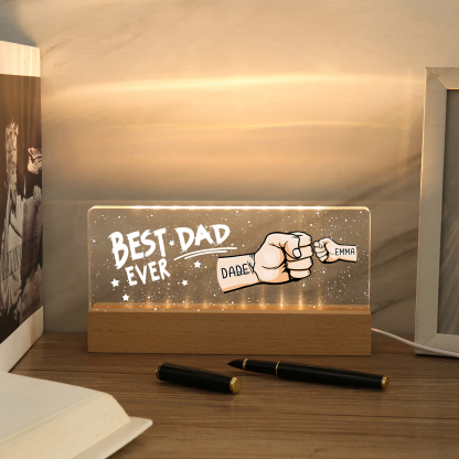 2 Names - Personalised Fist Bump Lamp - Best Dad Ever - Father's Day Gift for Dad
