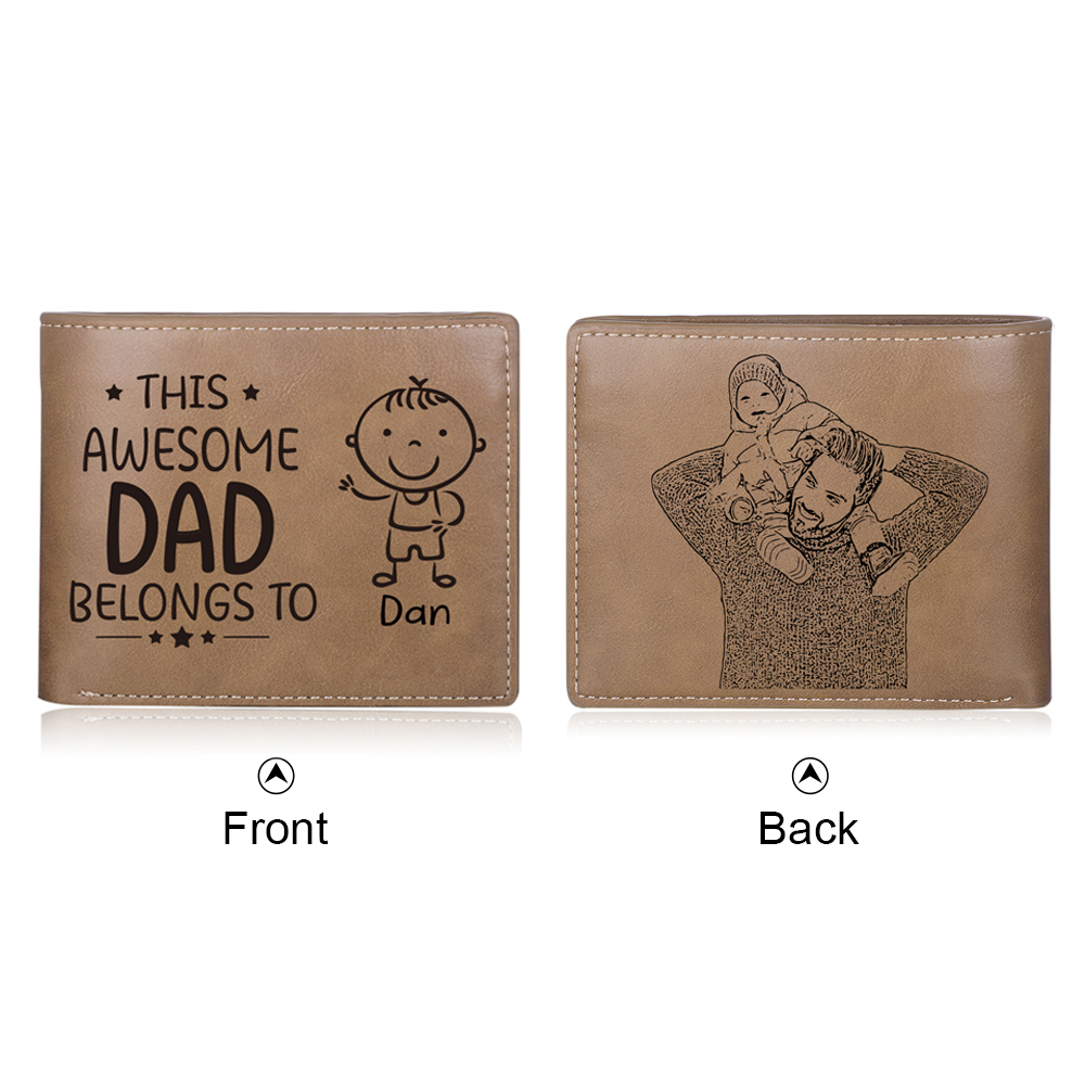 1 Name-Personalised Doll Customized Leather Men's Wallet Customized Name Folding Wallet With Gift Box for Dad