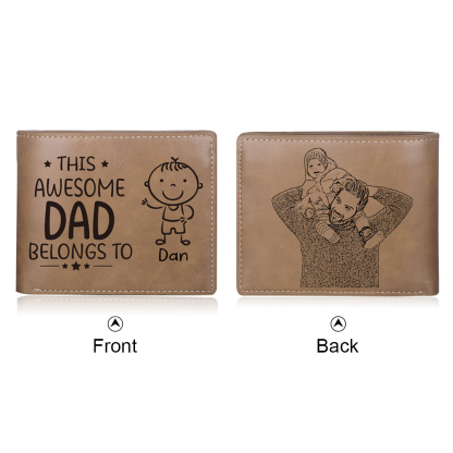 1 Name-Personalised Doll Customized Leather Men's Wallet Customized Name Folding Wallet With Gift Box for Dad