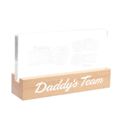 3 Names Personalised Fist Bump Pattern Night Light Custom Text LED Light Father's Day Gift for Dad