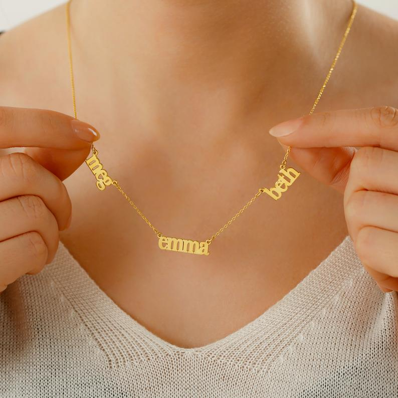 Personalised Necklace Custom 3 Names Necklace Gift For Women