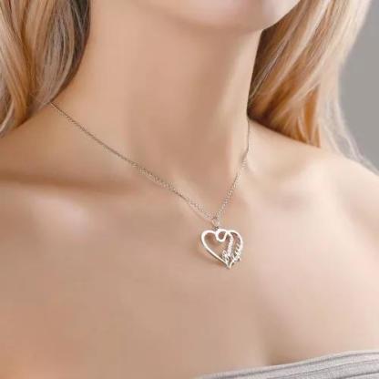 Personalised Heart Necklace Custom 2 Names Necklace Gift For Women