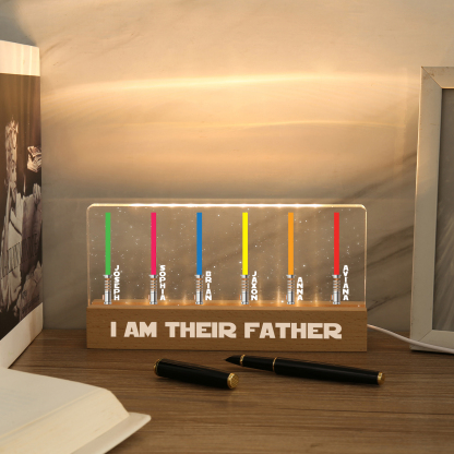 Personalised Star Wars Logo Father's Day Gift - I'm Their Dad - Table Lamp with 6 Names